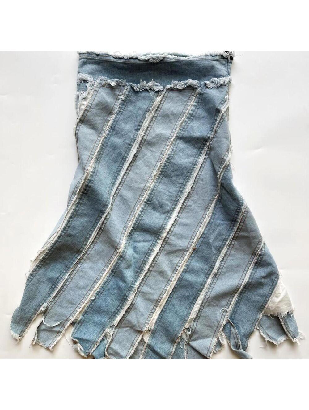 Y2K Reconstructed Patchwork Denim Skirt
